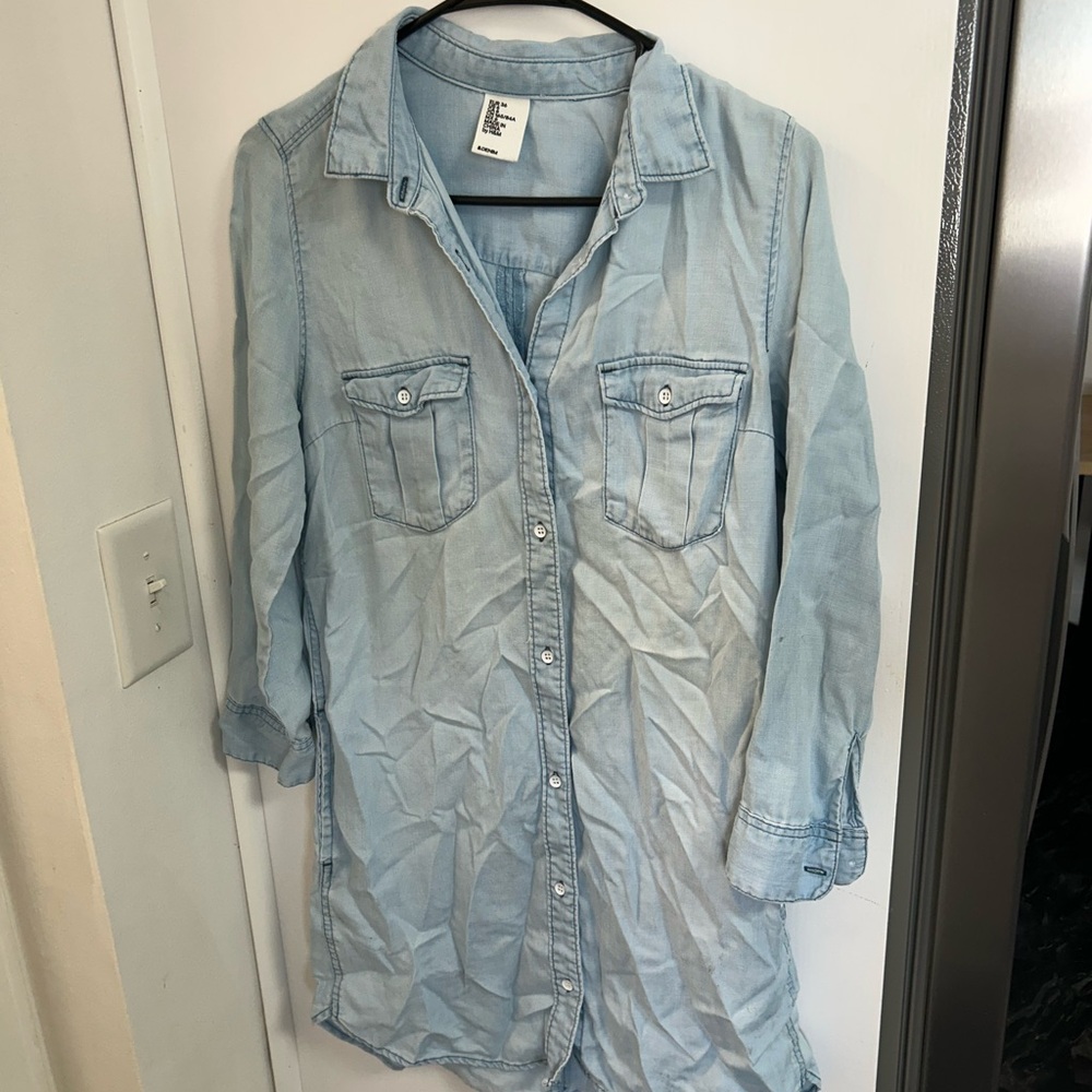 H&M Sky Blue Denim Shirt Dress